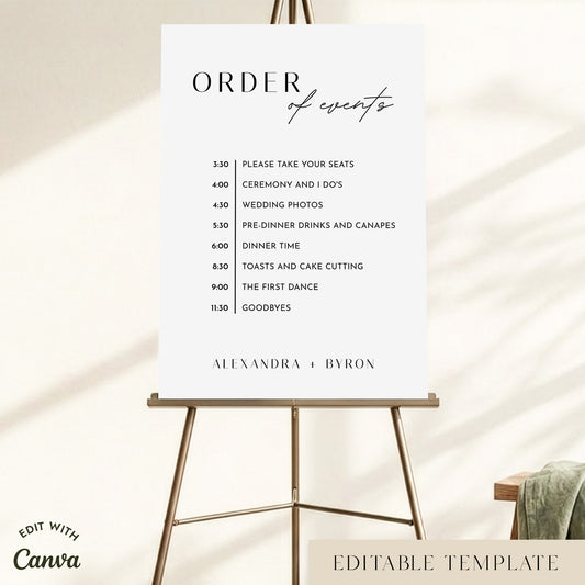 Brighton Wedding Order of Events Sign Template