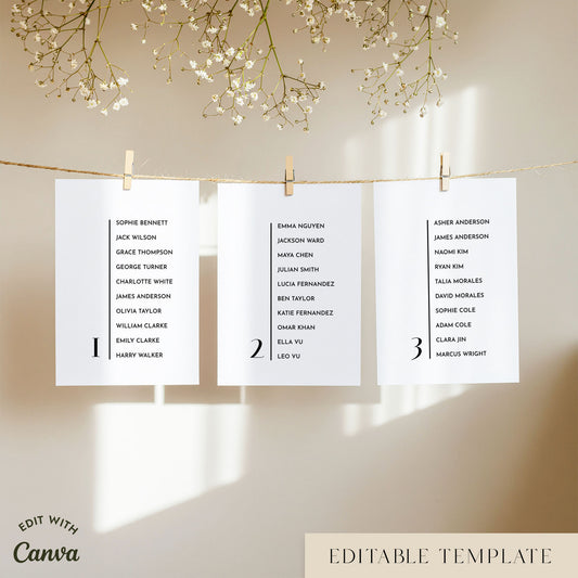 Brighton Seating Chart Cards Template