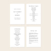 Set of four wedding ceremony programs on a beige background
