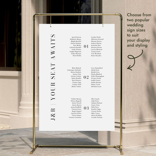 Brooklyn 3-Table Long Tables Wedding Seating Chart Template (US)