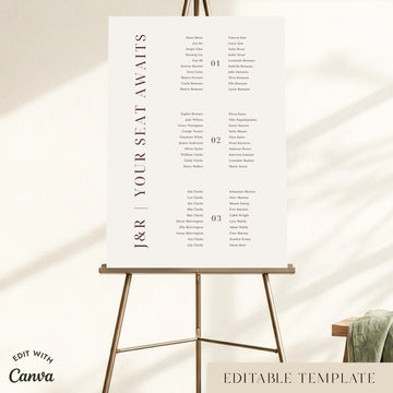Brooklyn 3-Table Long Tables Wedding Seating Chart Template