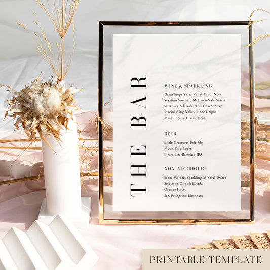 Brooklyn Bar Menu Sign Template