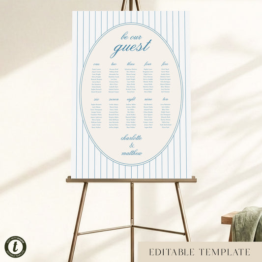 Capri 10-Table Wedding Seating Chart Template