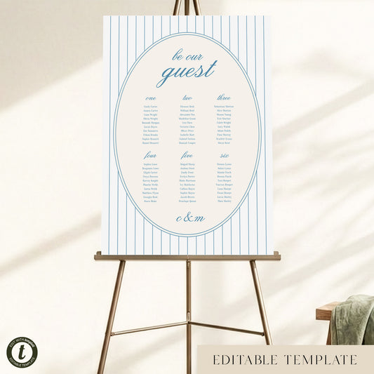Capri 6-Table Wedding Seating Chart Template
