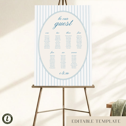 Capri 7-Table Wedding Seating Chart Template