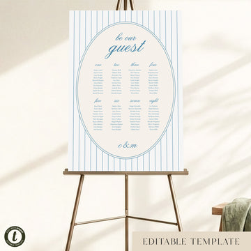 Capri 8-Table Wedding Seating Chart Template (US)