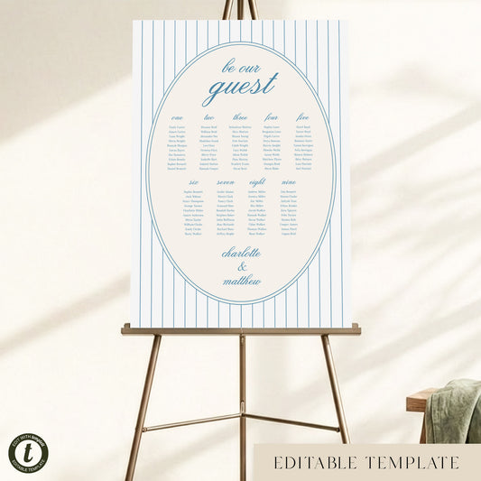 Capri 9-Table Wedding Seating Chart Template