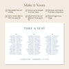 Cove 3-Table Long Tables Wedding Seating Chart Template (Landscape) (US)