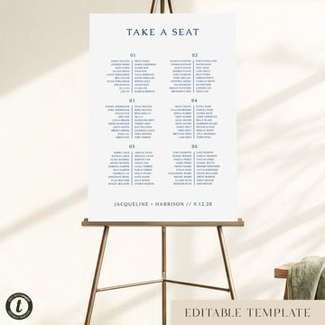 Cove 6-Table Long Tables Wedding Seating Chart Template (US)