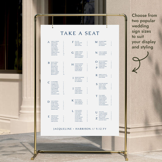 Cove Alphabetical Seating Chart Template (US)
