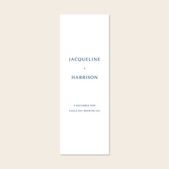 Vertical white fabric sign template on a beige background.