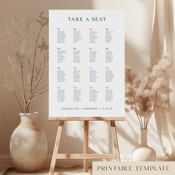 Cove Wedding Seating Chart Template (Round Tables)
