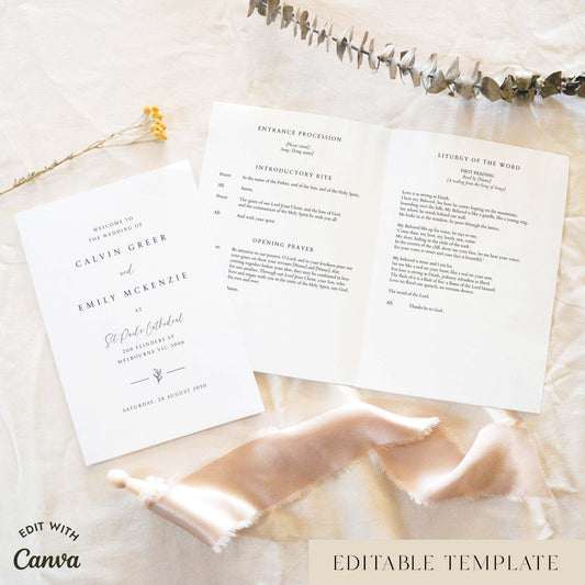 Dusk 16-Page Catholic Wedding Program Template (US)