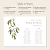 Evergreen 2-Table Long Tables Wedding Seating Chart Template (Landscape) (US)