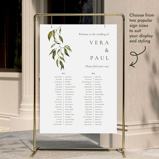 Evergreen 2 Long Tables Wedding Seating Chart Template