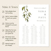 Evergreen 3 Long Tables Wedding Seating Chart Template