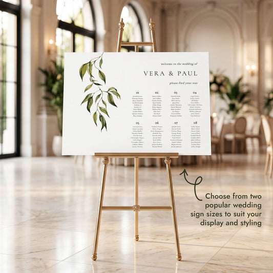Evergreen 8-Table Wedding Seating Chart Template (Landscape) (US)