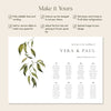 Evergreen 8-Table Wedding Seating Chart Template (Landscape) (US)