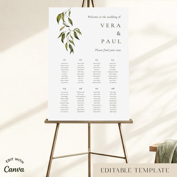 Evergreen 8-Table Wedding Seating Chart Template