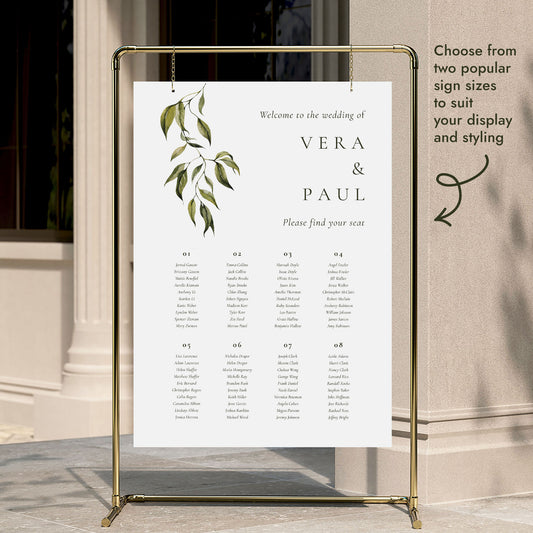 Evergreen 8-Table Wedding Seating Chart Template