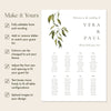 Evergreen 8-Table Wedding Seating Chart Template