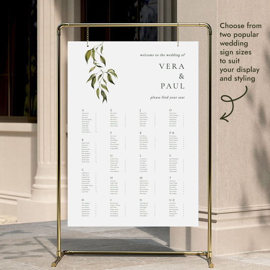Evergreen Alphabetical Seating Chart Template (US)