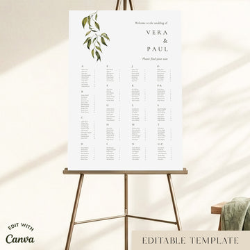 Evergreen Alphabetical Seating Chart Template