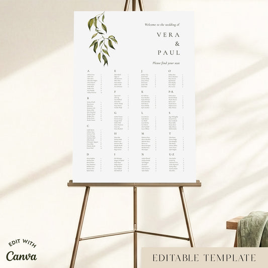 Evergreen Alphabetical Seating Chart Template