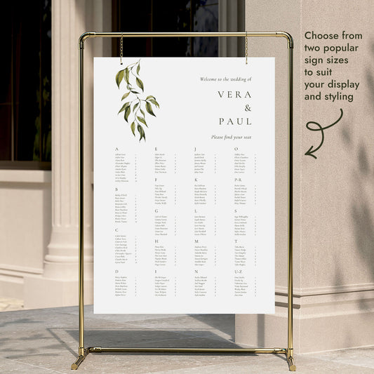 Evergreen Alphabetical Seating Chart Template