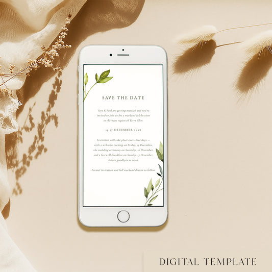 Evergreen Digital Save The Date Template
