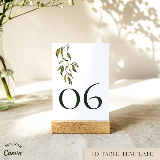 Evergreen Table Numbers Template (US)