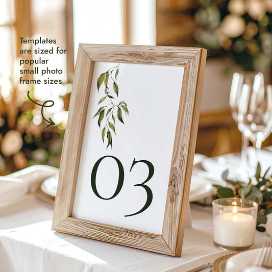 Evergreen Table Numbers Template (US)