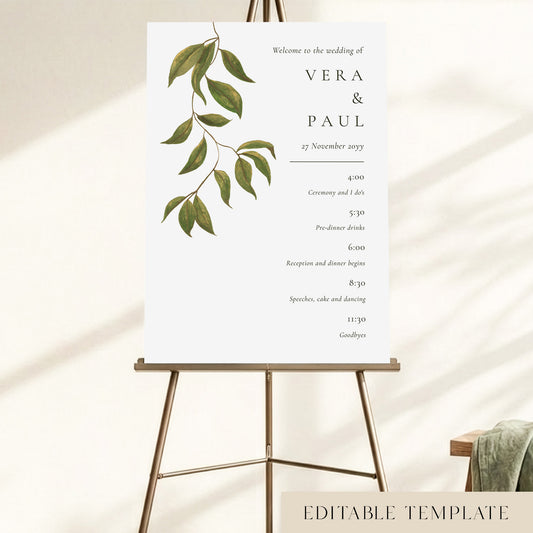 Evergreen Wedding Timeline Template