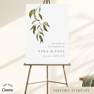Evergreen Wedding Welcome Sign Template