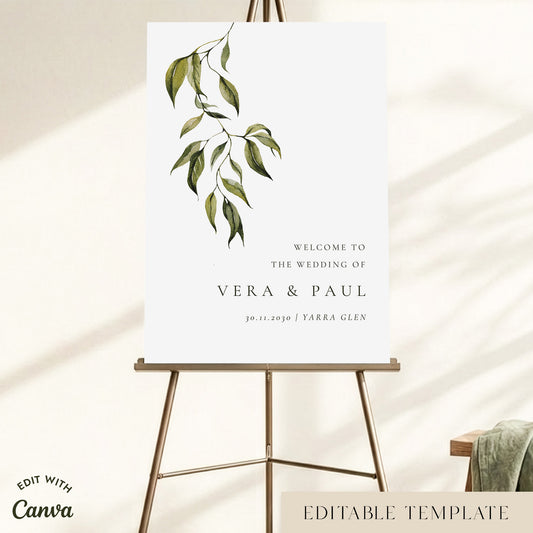 Evergreen Wedding Welcome Sign Template