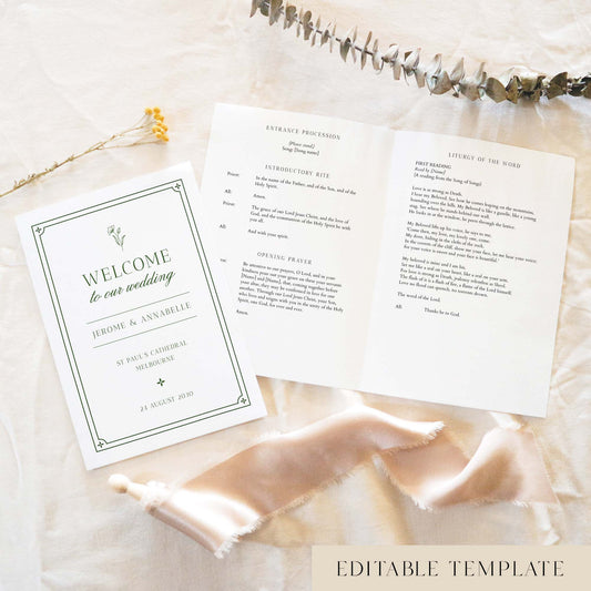 Fleur 16-Page Catholic Wedding Ceremony Booklet Template
