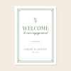 Engagement party welcome sign template design on a beige background.
