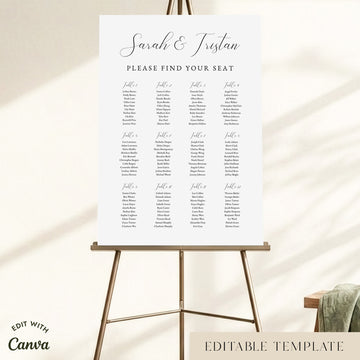 Fontaine 12-Table Wedding Seating Chart Template