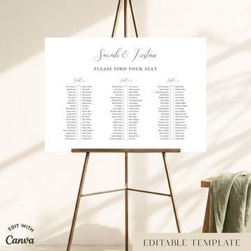 Fontaine 3-Long Tables Wedding Seating Chart Template
