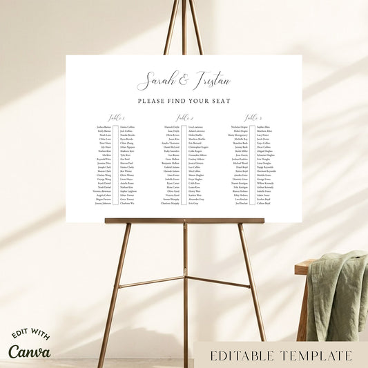 Fontaine 3-Long Tables Wedding Seating Chart Template