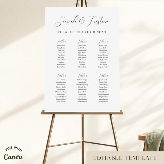 Fontaine 6-Table Wedding Seating Chart Template
