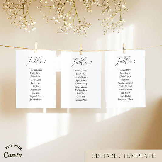 Fontaine Wedding Seating Chart Cards Template