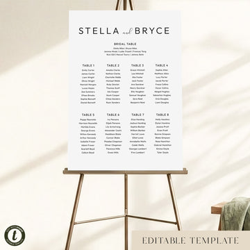 Harbour 8-Table Wedding Seating Chart Template