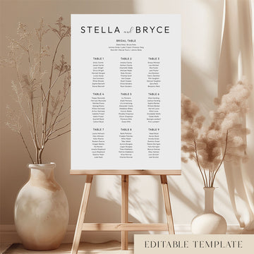 Harbour 9-Table Wedding Seating Chart Template