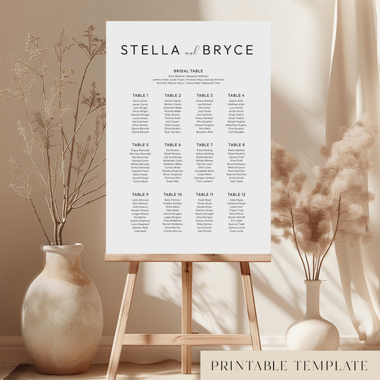 Harbour Wedding Seating Chart Template (Round Tables)
