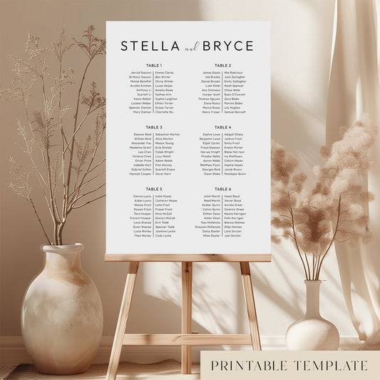 Harbour Wedding Seating Chart Template (Long Tables)