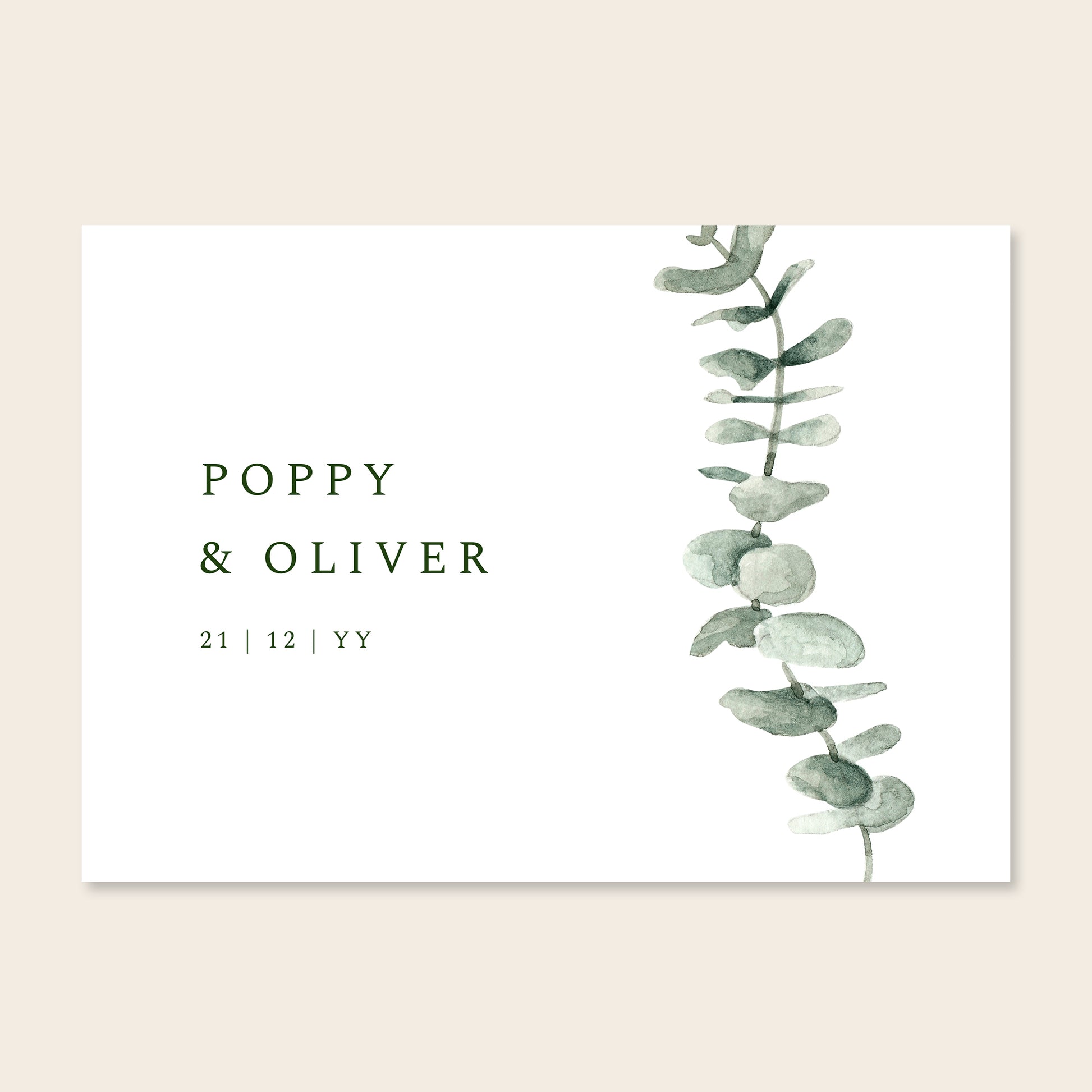 Horizontal wedding welcome sign template design on a beige background.