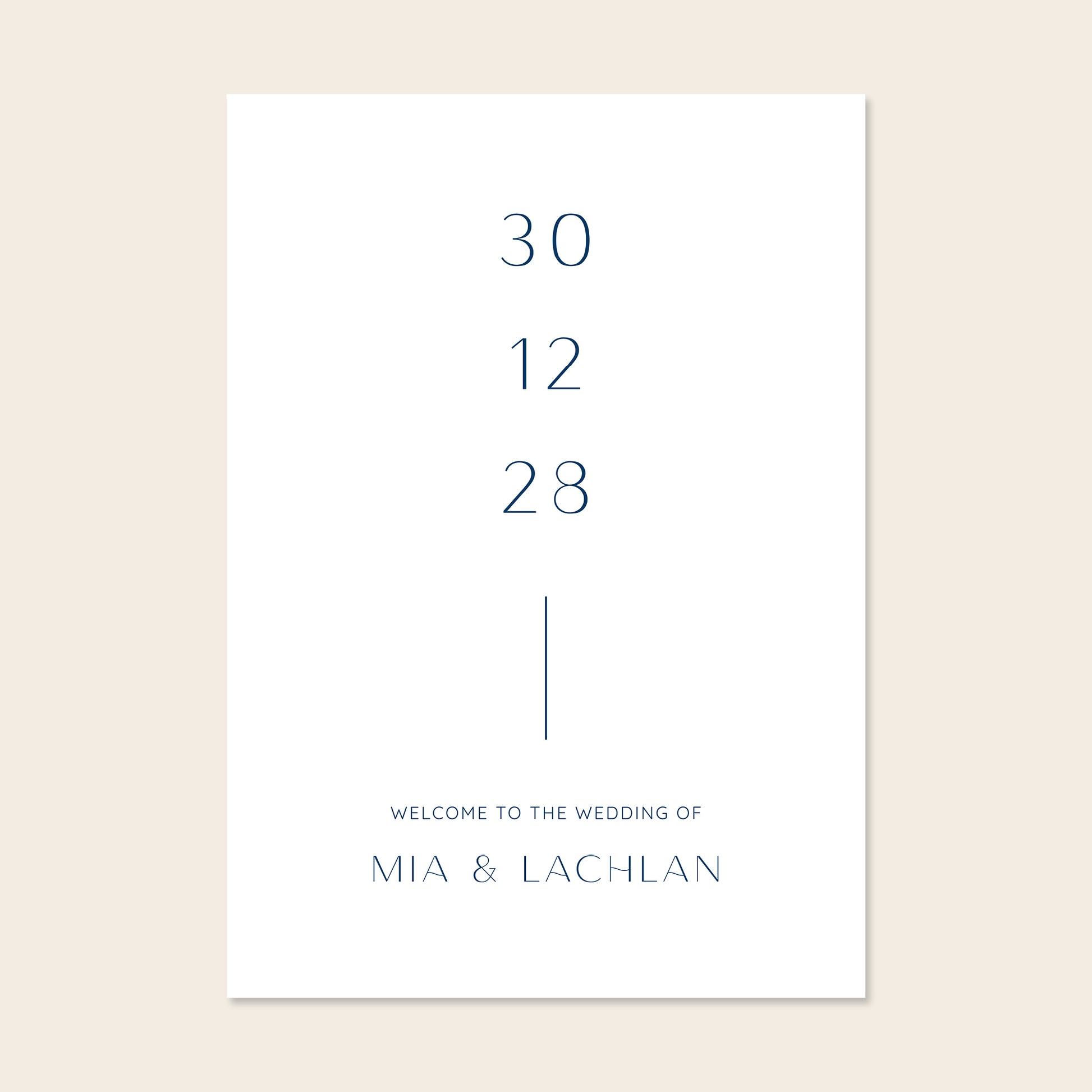 Wedding welcome sign template design on a beige background.