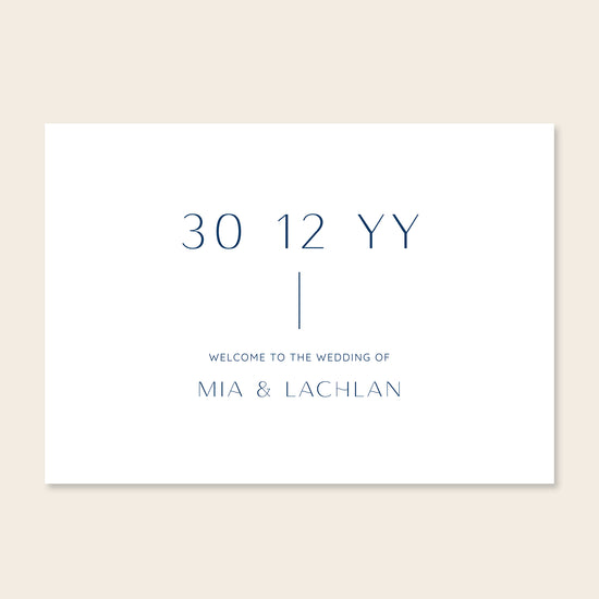 Horizontal wedding welcome sign template design on a beige background.