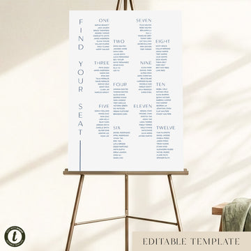 Laguna 12-Table Wedding Seating Chart Template